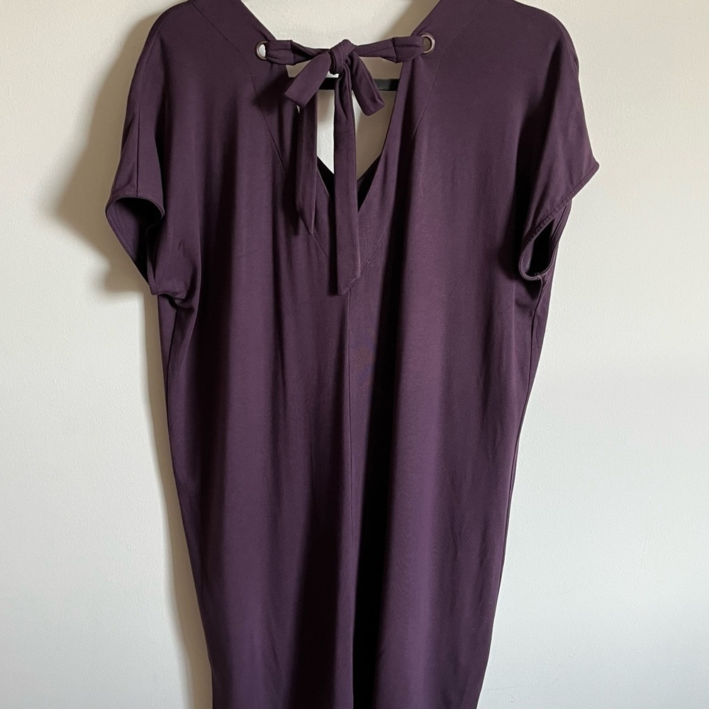 Lilla P Super Soft Jersey Knit Pullover Midi Shift Dress Eggplant Women’s sz Med - Picture 2 of 14